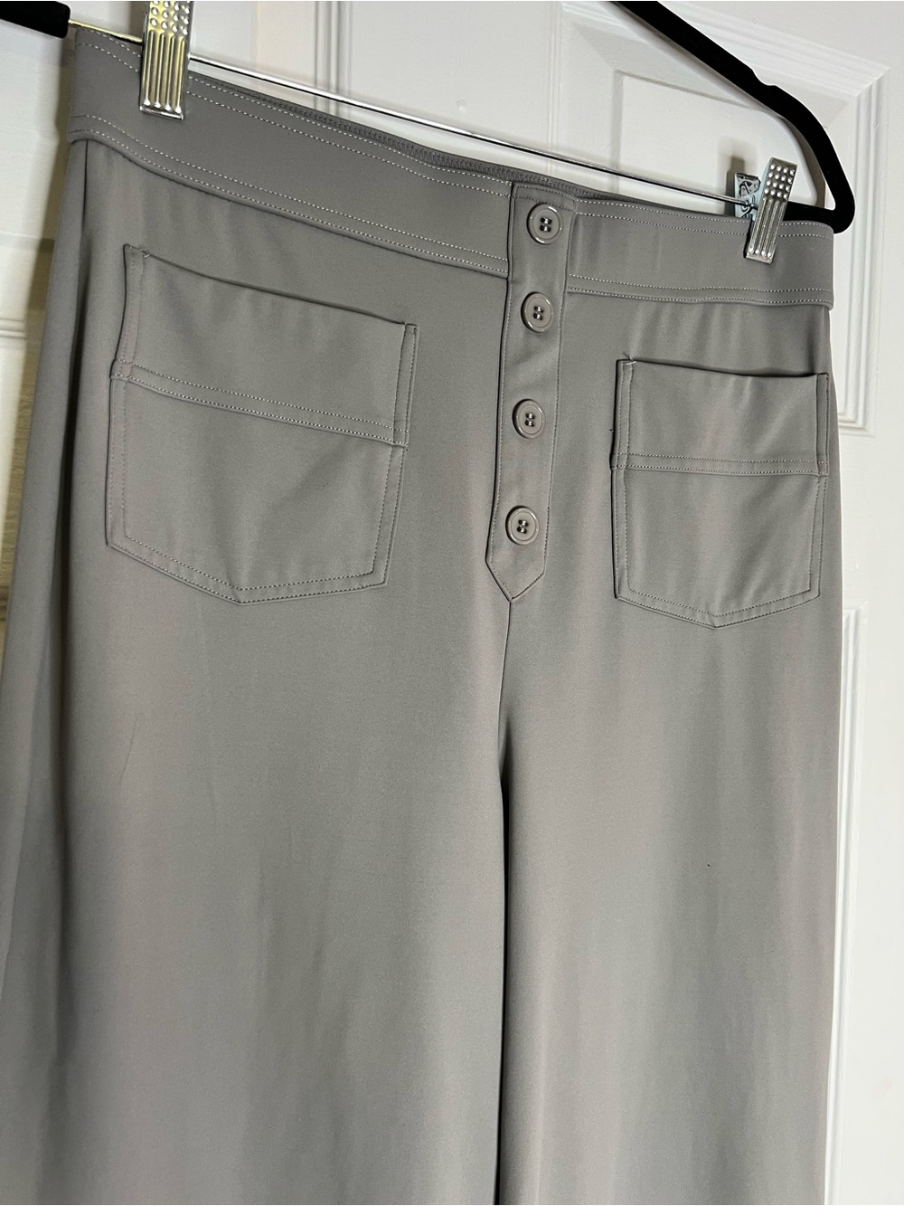 Halara High Waisted Button Straight Leg Casual Pants, silent storm